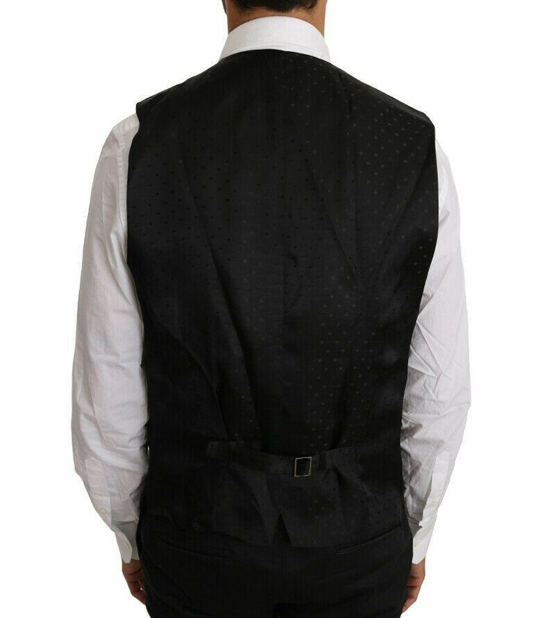 Dolce & Gabbana Black Solid Wool Silk Vest -  Vests for Men Suits -  Dolce & Gabbana.