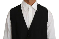 Dolce & Gabbana Black Solid Wool Silk Vest -  Vests for Men Suits -  Dolce & Gabbana.