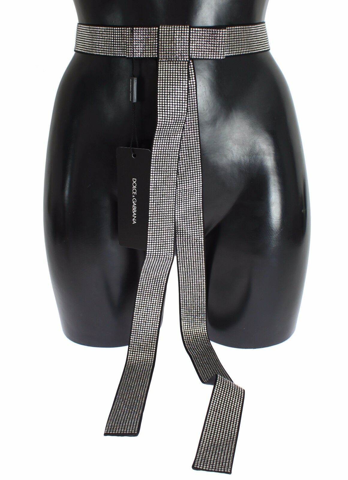 Dolce & Gabbana Black Silk Clear Crystal Bow Waist Belt -   -  Dolce & Gabbana.