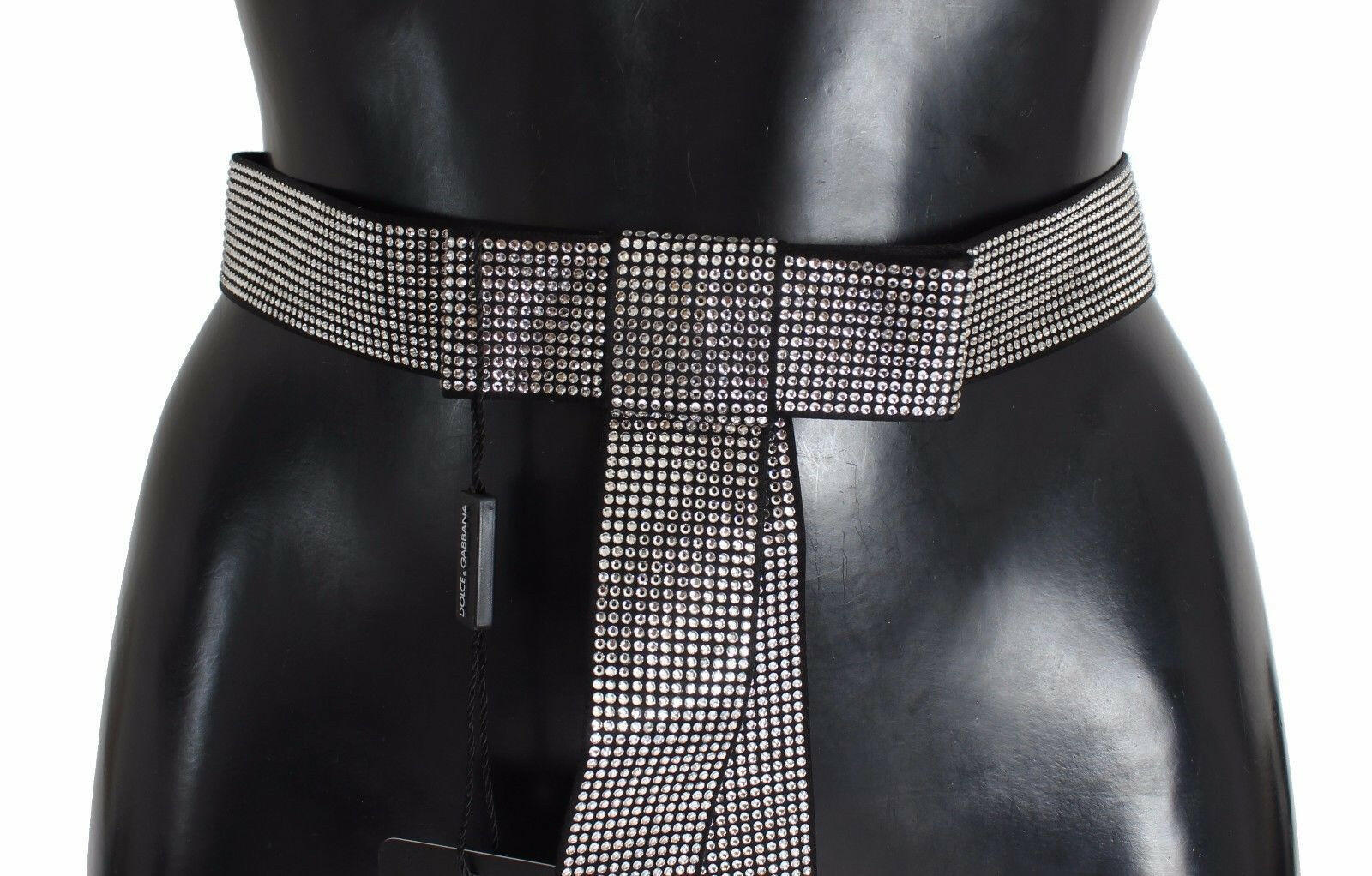 Dolce & Gabbana Black Silk Clear Crystal Bow Waist Belt -   -  Dolce & Gabbana.