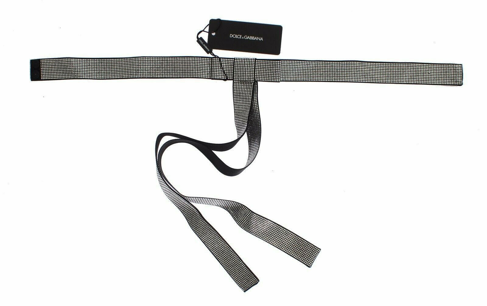 Dolce & Gabbana Black Silk Clear Crystal Bow Waist Belt -   -  Dolce & Gabbana.