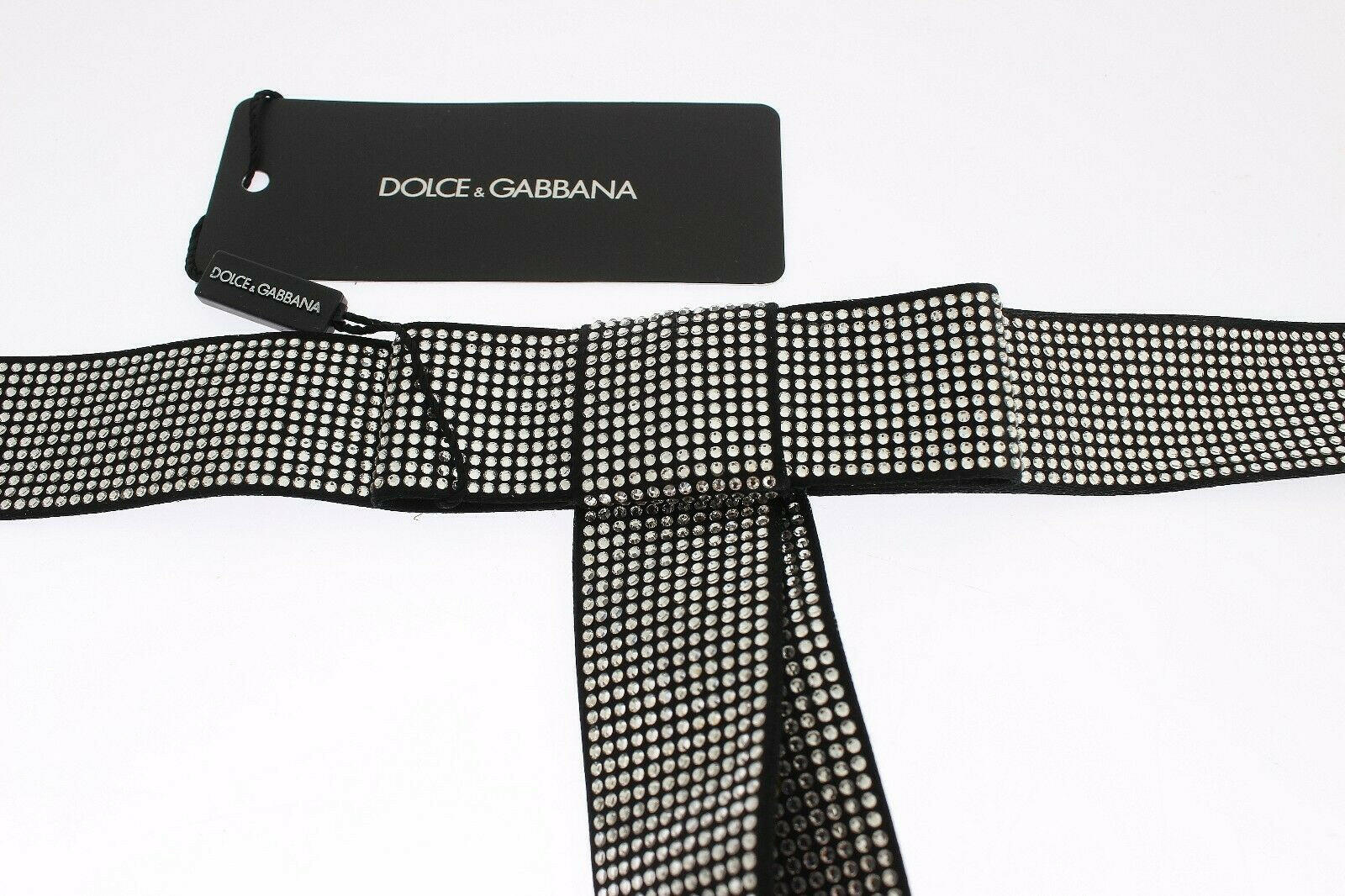 Dolce & Gabbana Black Silk Clear Crystal Bow Waist Belt -   -  Dolce & Gabbana.