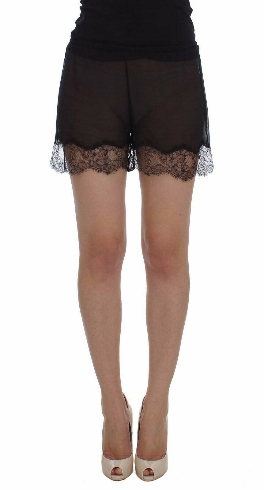 Dolce & Gabbana Black Floral Lace Silk Sleepwear Shorts -   -  Dolce & Gabbana.