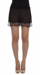 Dolce & Gabbana Black Floral Lace Silk Sleepwear Shorts -   -  Dolce & Gabbana.