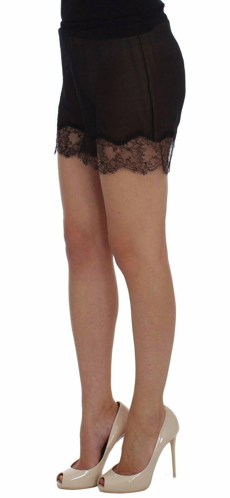 Dolce & Gabbana Black Floral Lace Silk Sleepwear Shorts -   -  Dolce & Gabbana.