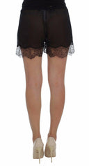 Dolce & Gabbana Black Floral Lace Silk Sleepwear Shorts -   -  Dolce & Gabbana.