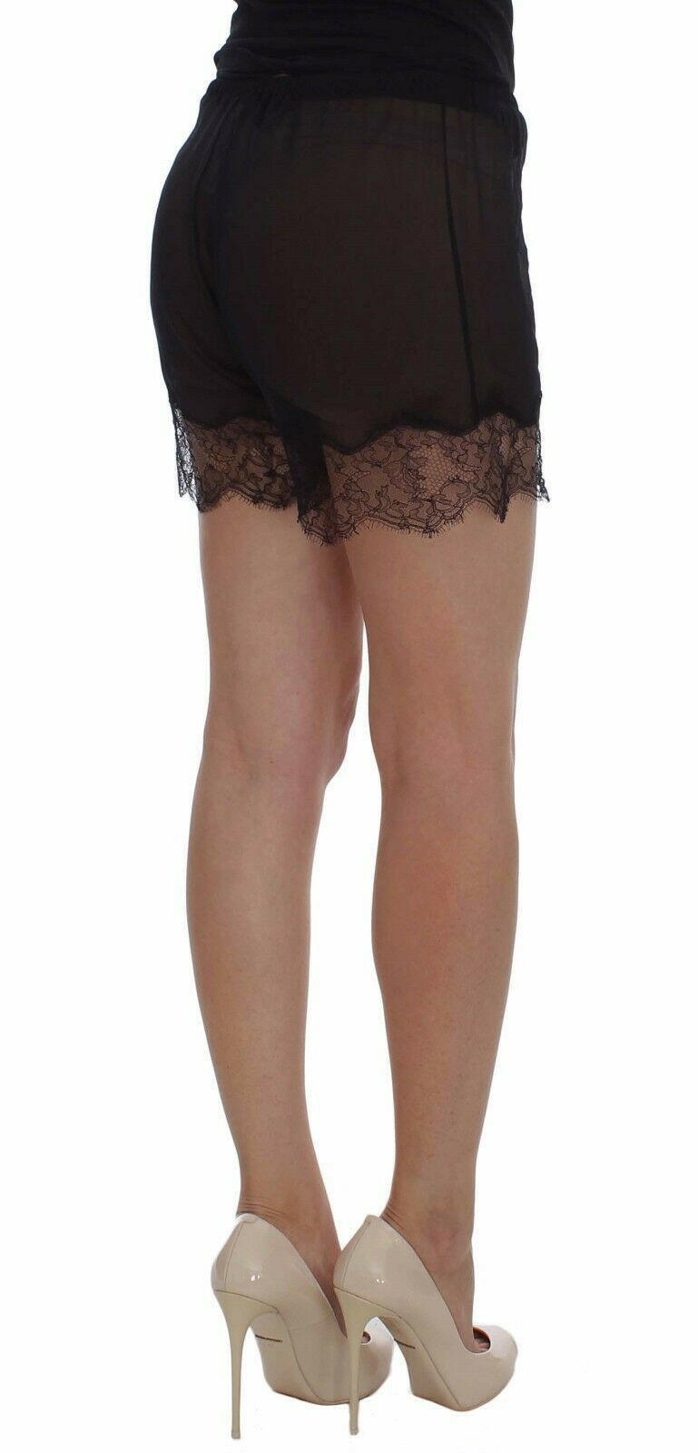 Dolce & Gabbana Black Floral Lace Silk Sleepwear Shorts -   -  Dolce & Gabbana.