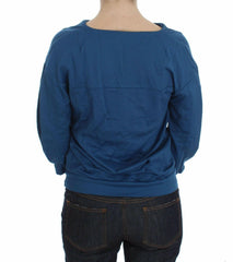 Exte Blue Cotton Top Pullover Deep V-neck Women Sweater -   -  Exte.