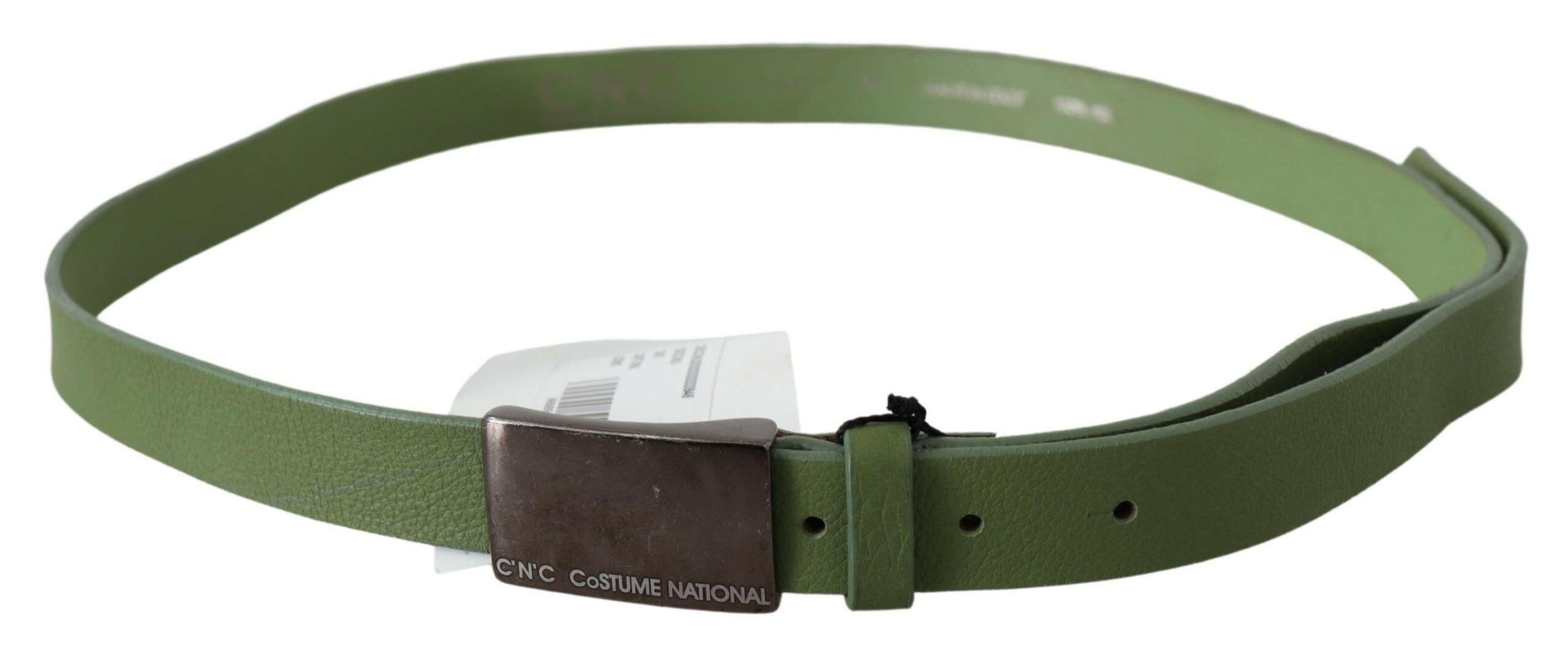 Costume National Green Leather Silver Buckle Waist Men Belt -   -  Costume National.