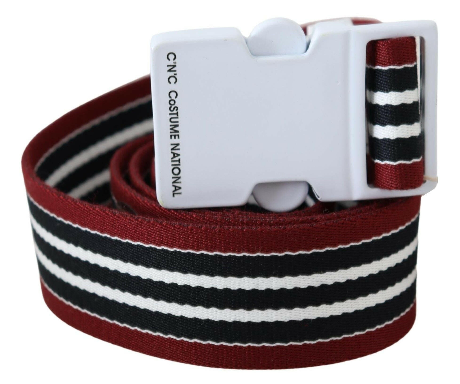 Costume National Black Red Stripe White Logo Buckle Waist Belt -   -  Costume National.