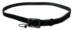 Costume National Black Leather Velvet Buckle Waist Belt -   -  Costume National.