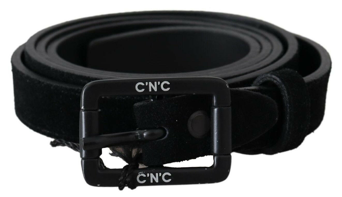 Costume National Black Leather Velvet Buckle Waist Belt -   -  Costume National.