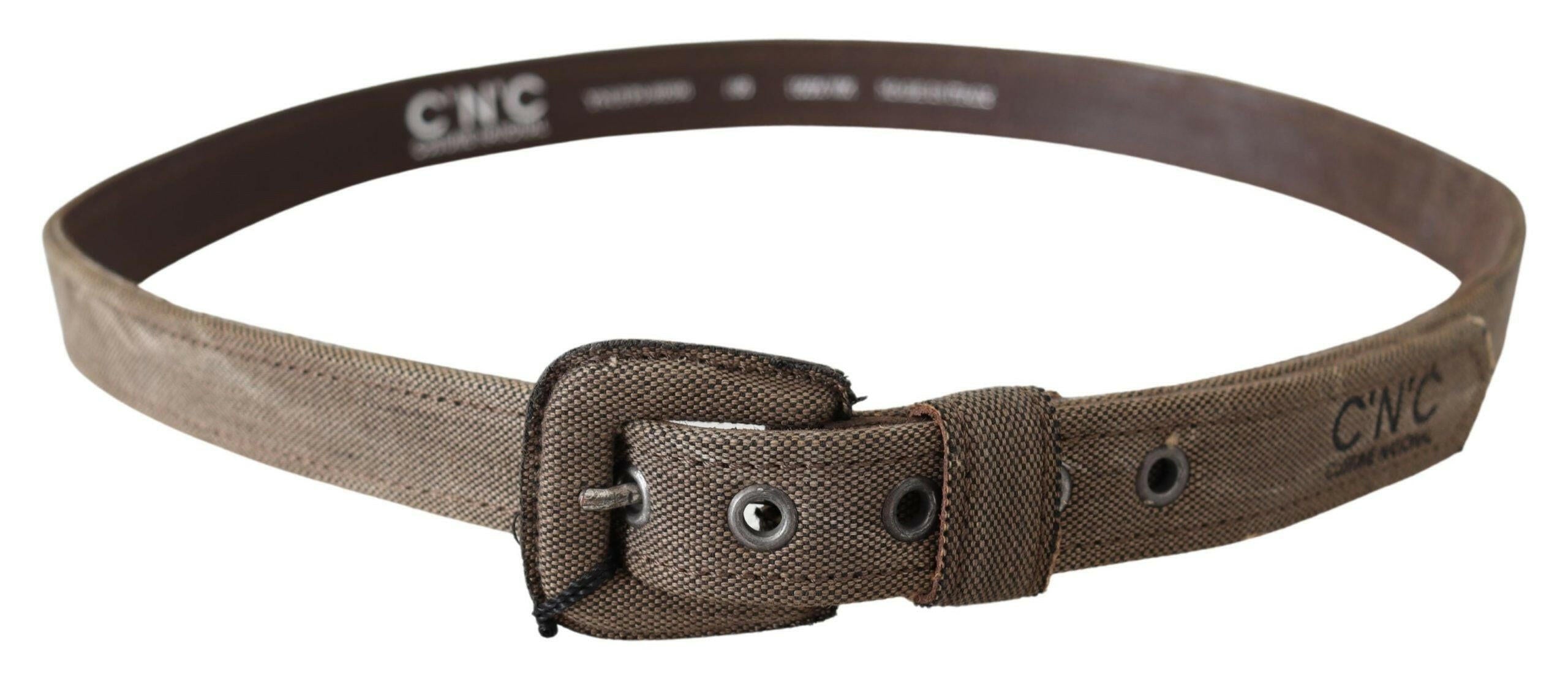 Costume National Brown Leather Logo Buckle Waist Belt -   -  Costume National.