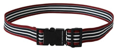 Costume National Maroon Black Stripe Silver Black Buckle Belt -   -  Costume National.