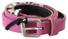 Just Cavalli Pink Silver Chrome Metal Buckle Waist Belt -   -  Just Cavalli.