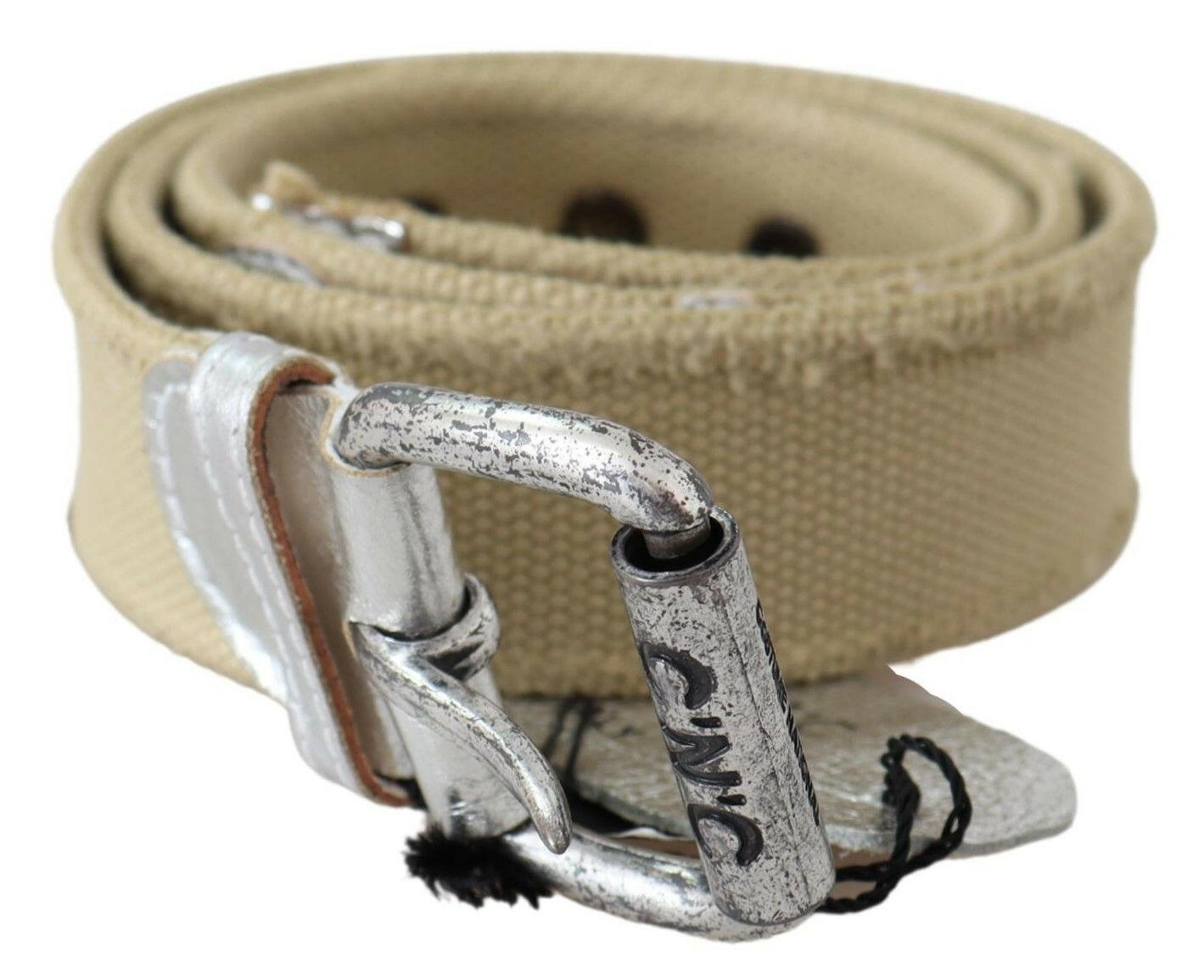 Costume National Beige Cotton Rustic Logo Buckle Belt -   -  Costume National.