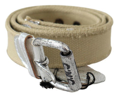 Costume National Beige Cotton Rustic Logo Buckle Belt -   -  Costume National.