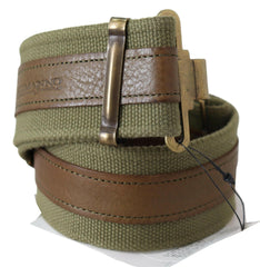 Ermanno Scervino Green Leather Rustic Bronze Buckle Army Belt -   -  Ermanno Scervino.