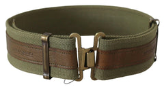 Ermanno Scervino Green Leather Rustic Bronze Buckle Army Belt -   -  Ermanno Scervino.