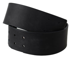 GF Ferre Black Genuine Leather Wide Logo Waist Belt -   -  GF Ferre.