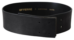 GF Ferre Black Genuine Leather Wide Logo Waist Belt -   -  GF Ferre.