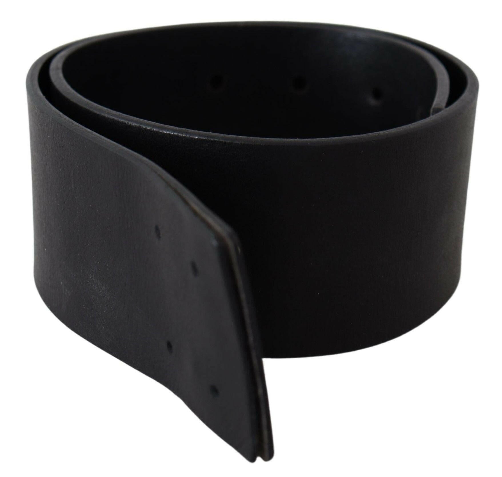 GF Ferre Black Genuine Leather Wide Logo Waist Belt -   -  GF Ferre.