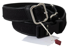 GF Ferre Black Leather Silver Chrome Metal Buckle Belt -   -  GF Ferre.