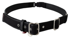 GF Ferre Black Leather Silver Chrome Metal Buckle Belt -   -  GF Ferre.