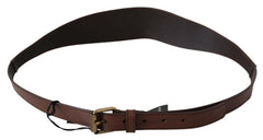 PLEIN SUD Brown Leather Gold Metal Buckle Belt -   -  PLEIN SUD.