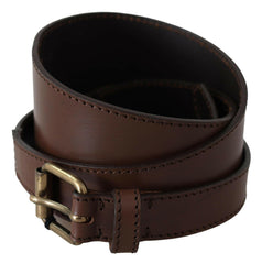 PLEIN SUD Brown Leather Gold Metal Buckle Belt -   -  PLEIN SUD.