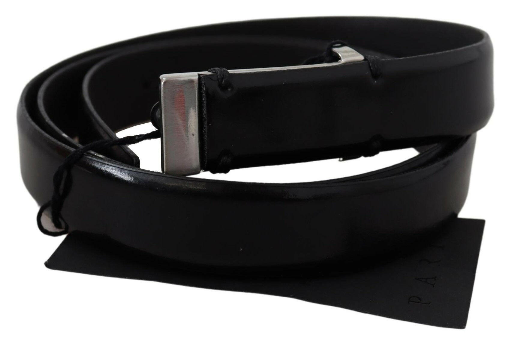 PLEIN SUD Black Leather Silver Chrome Metal Buckle Belt -   -  PLEIN SUD.