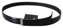 PLEIN SUD Black Leather Silver Chrome Metal Buckle Belt -   -  PLEIN SUD.