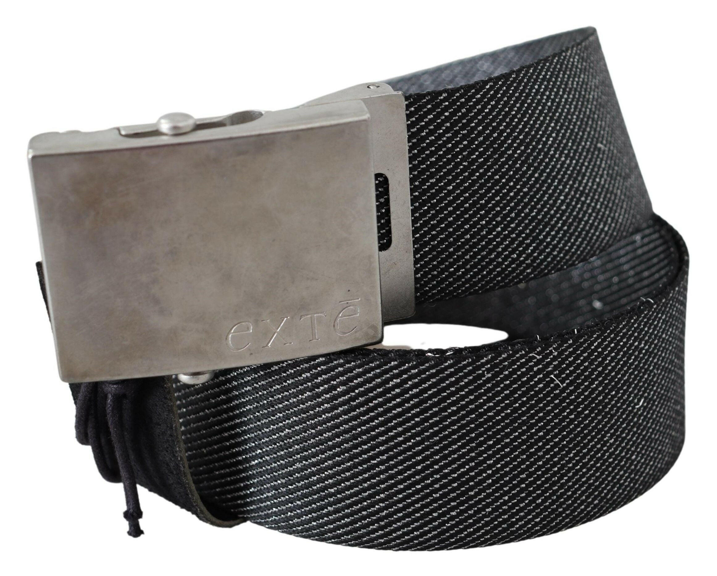 Exte Black Silver Metal Brushed Buckle Waist Belt -   -  Exte.