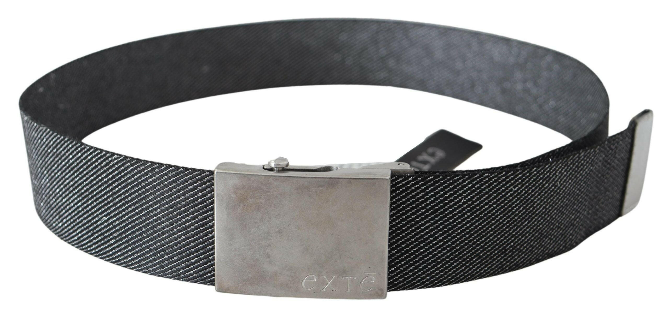 Exte Black Silver Metal Brushed Buckle Waist Belt -   -  Exte.
