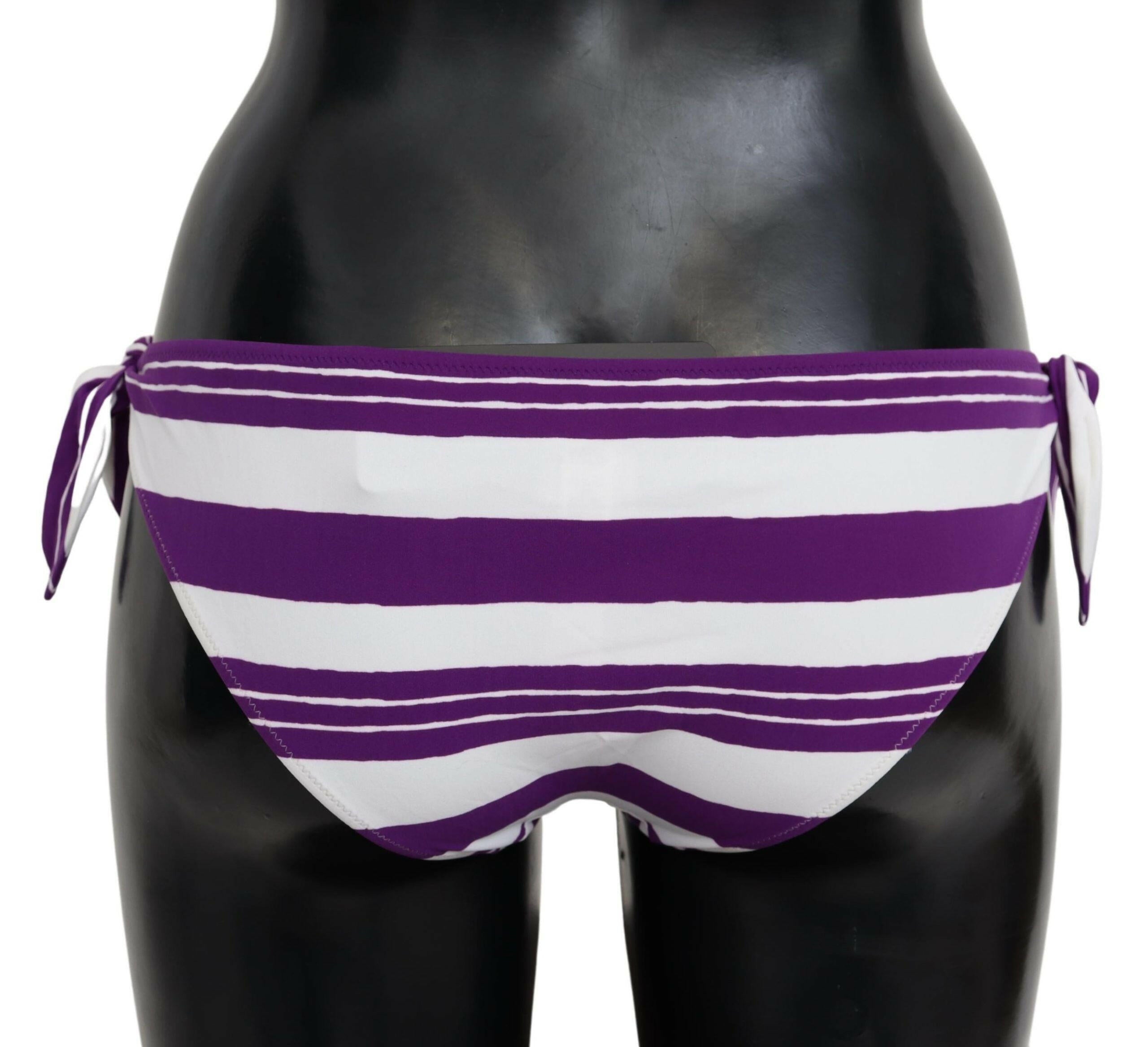 Dolce & Gabbana Purple White Stripes Beachwear Bikini Bottom -   -  Dolce & Gabbana.