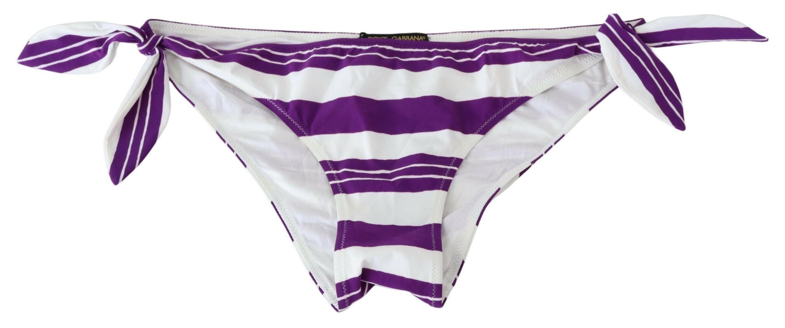 Dolce & Gabbana Purple White Stripes Beachwear Bikini Bottom -   -  Dolce & Gabbana.