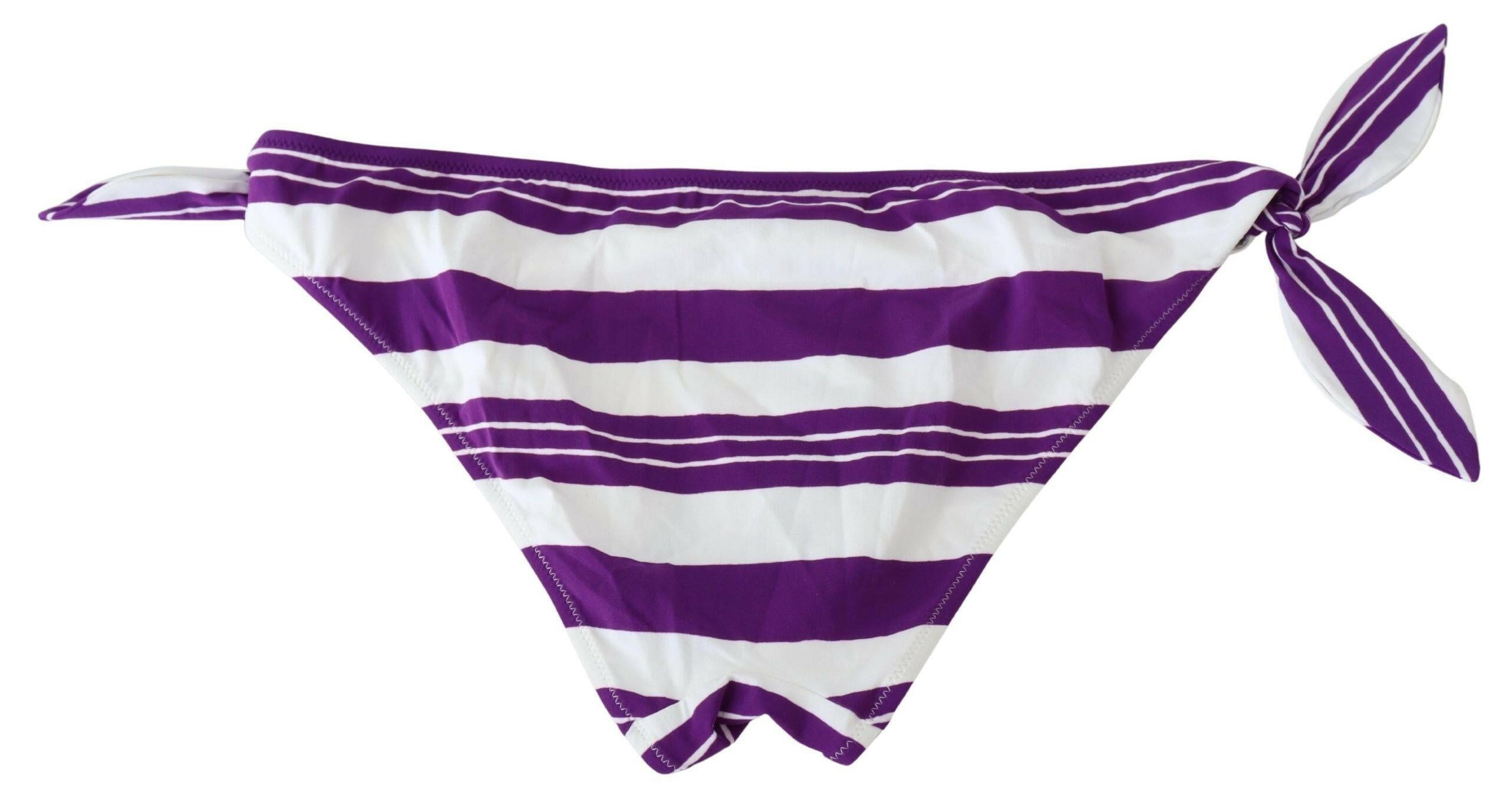 Dolce & Gabbana Purple White Stripes Beachwear Bikini Bottom -   -  Dolce & Gabbana.