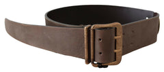 Ermanno Scervino Brown Leather Wide Bronze Buckle Waist Belt -   -  Ermanno Scervino.