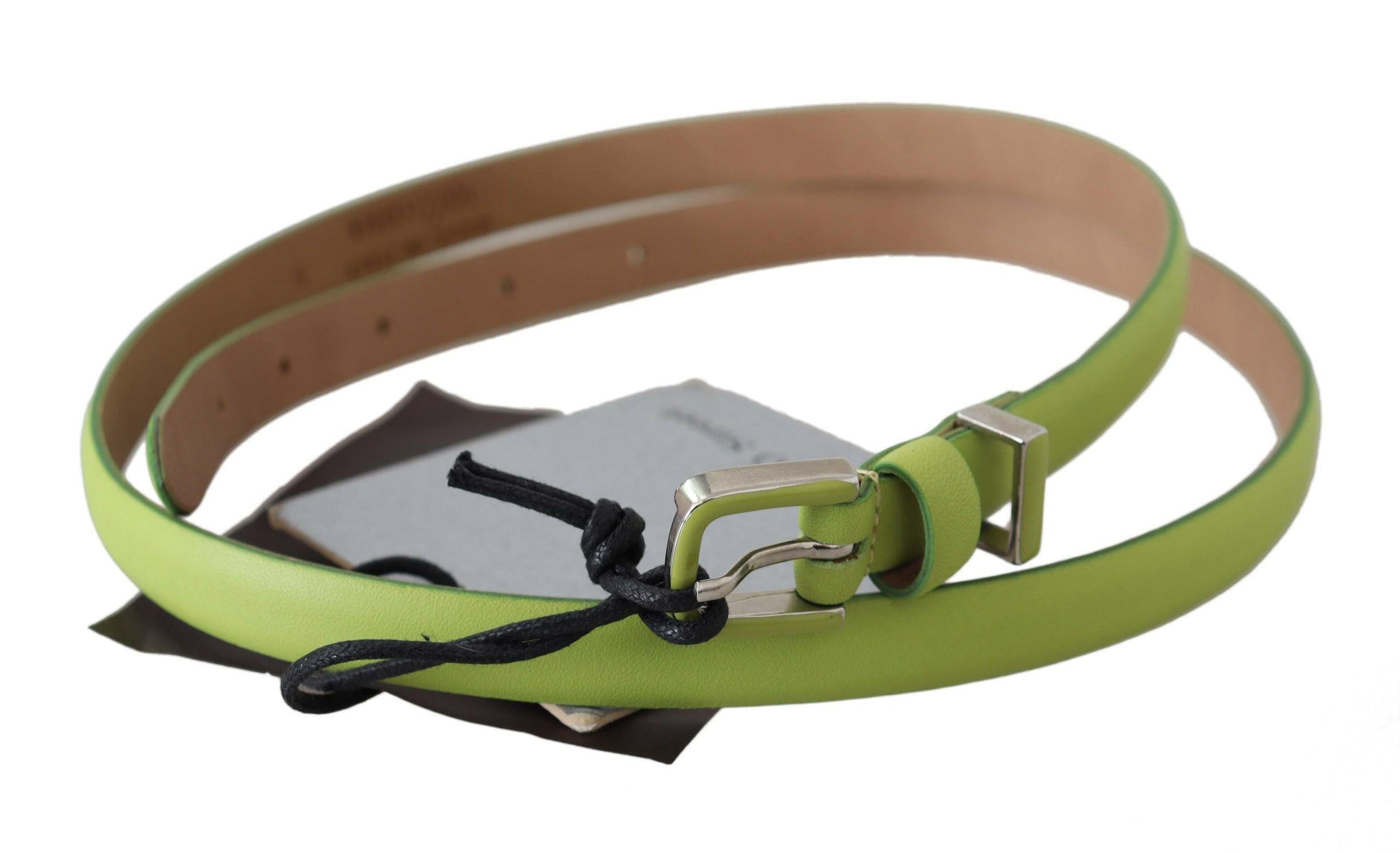 Scervino Street Green Leather Chartreuse Silver Green Buckle Belt -   -  Scervino Street.