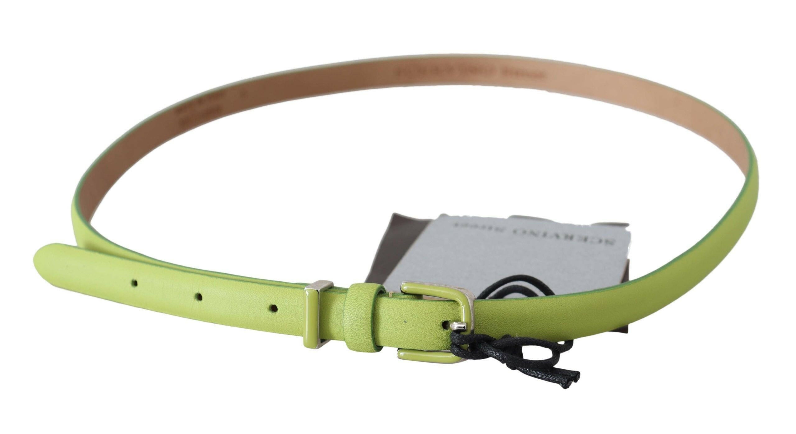 Scervino Street Green Leather Chartreuse Silver Green Buckle Belt -   -  Scervino Street.