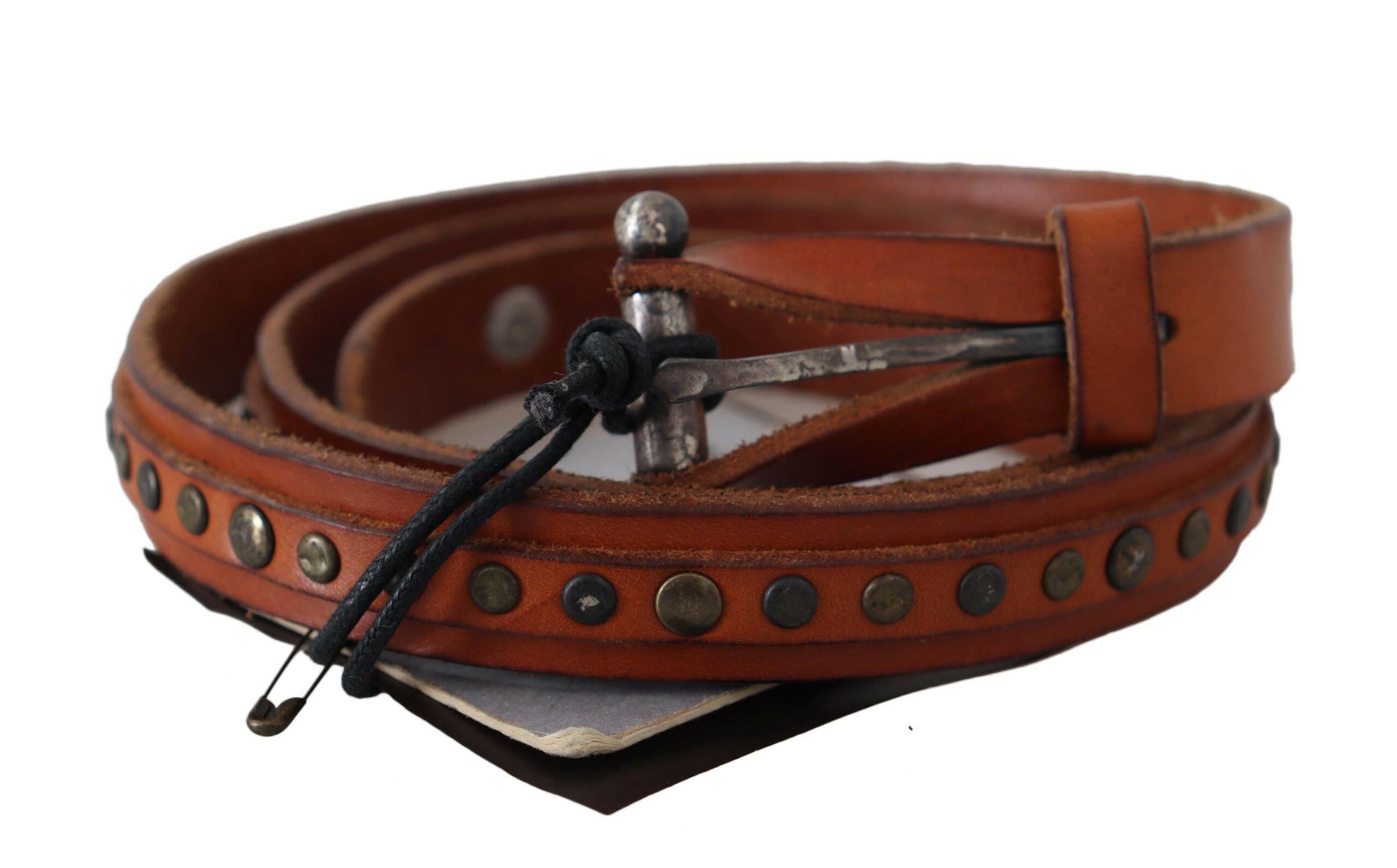 Scervino Street Brown Genuine Leather Rustic Silver Buckle Belt -   -  Scervino Street.