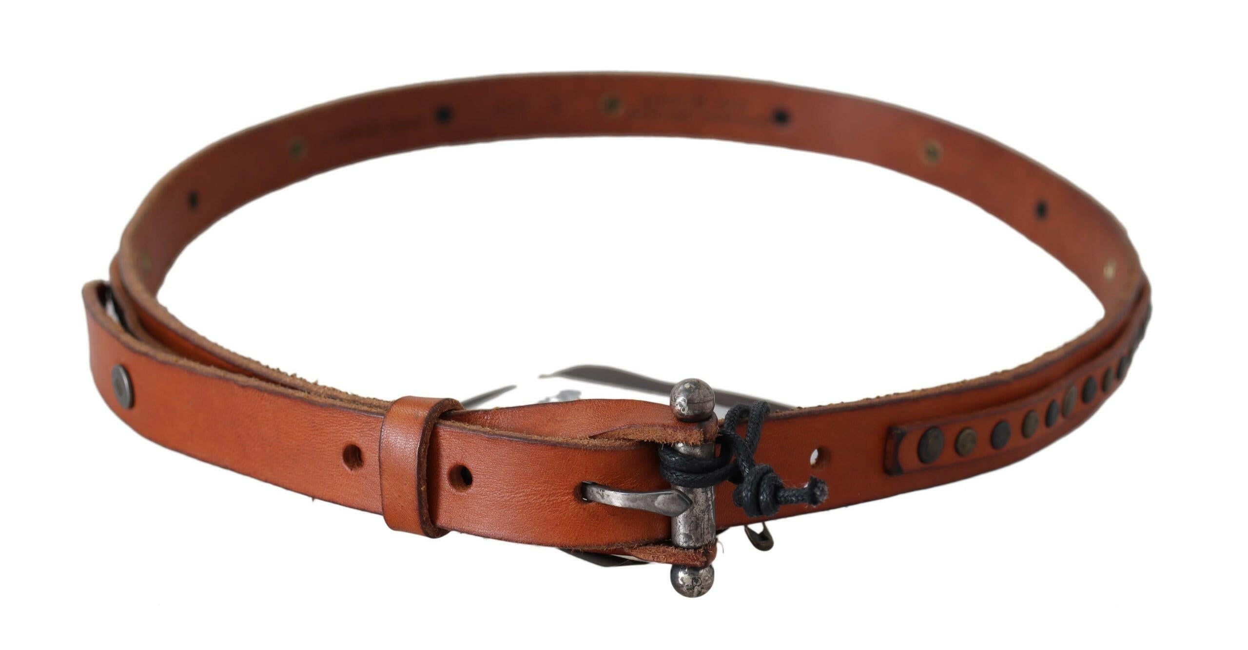 Scervino Street Brown Genuine Leather Rustic Silver Buckle Belt -   -  Scervino Street.