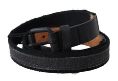 Ermanno Scervino Black Leather Logo Buckle Waist -   -  Ermanno Scervino.
