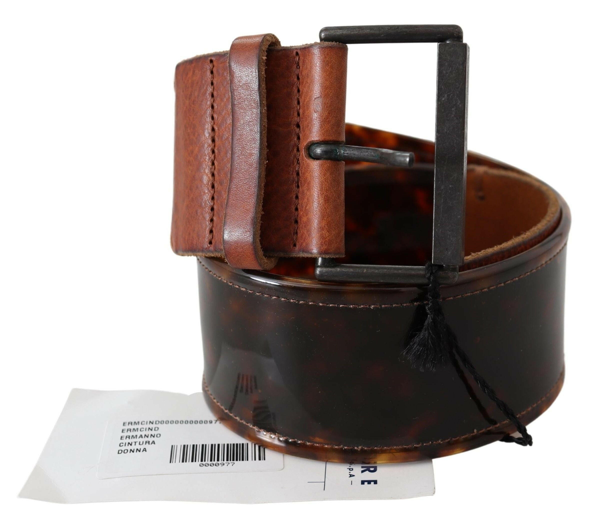 Ermanno Scervino Dark Brown Leather Wide Buckle Belt -   -  Ermanno Scervino.