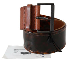 Ermanno Scervino Dark Brown Leather Wide Buckle Belt -   -  Ermanno Scervino.