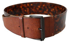 Ermanno Scervino Dark Brown Leather Wide Buckle Belt -   -  Ermanno Scervino.