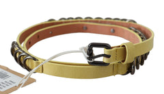 John Galliano Yellow Leather Luxury Slim Buckle Fancy Belt -   -  John Galliano.