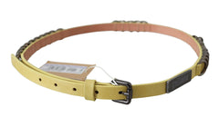 John Galliano Yellow Leather Luxury Slim Buckle Fancy Belt -   -  John Galliano.
