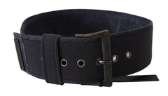 Ermanno Scervino Black Leather Wide Buckle Waist Luxury Belt -   -  Ermanno Scervino.