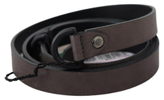 Costume National Brown Leather Skinny Round Buckle Belt -   -  Costume National.